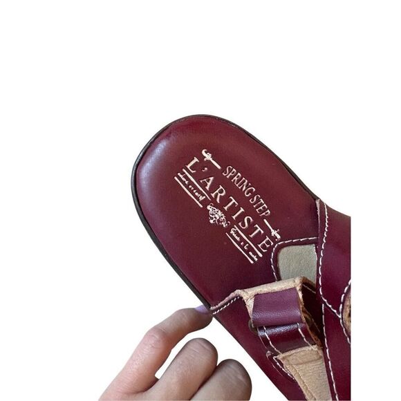 L'Artiste by Spring Step Burbandale Slingback Sandals size 40 US 9 Leather Red - Picture 10 of 11